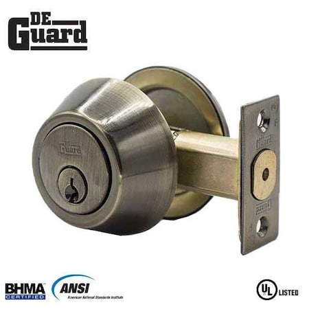 Deguard Premium Single Sided Deadbolt UL Listed Antique Brass Finish - SC1 DDB01-AB-SC1